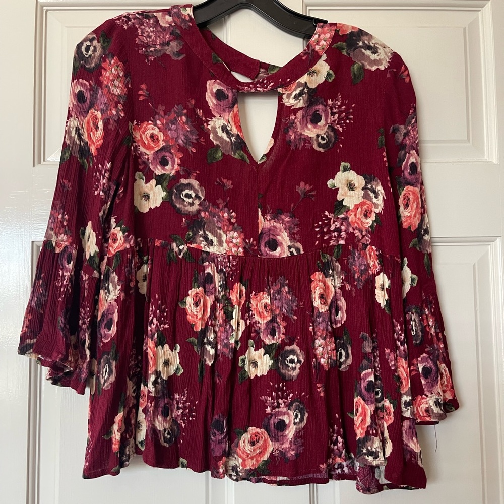 altar’d state bell sleeve floral blouse- size S